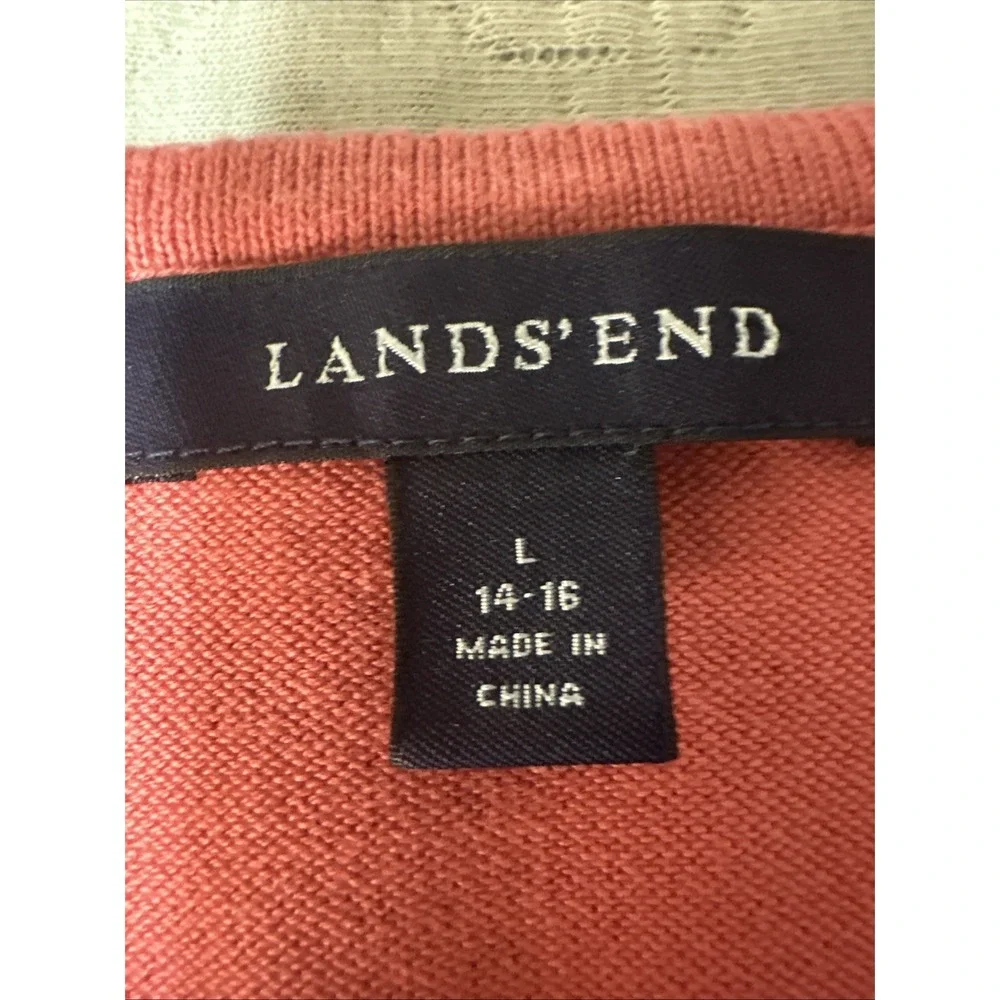 Lands' End  Women's Sz Large(14-16) Crewneck   Sweater Top Vibrant Coral